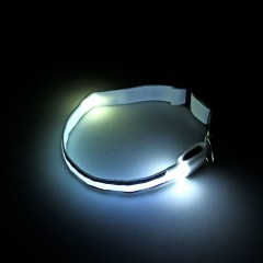 Ошейник с подсветкой и светоотражающими полосами (50-58 см), 3 режима свечения, белый - Фото 1