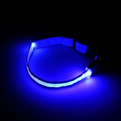 Ошейник с подсветкой и светоотражающими полосами (50-58 см), 3 режима свечения, голубой - Фото 2