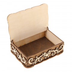 Шкатулка средняя темная с белыми резными элементами - Фото 1