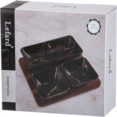 Менажница на деревянной подставке «Золотой мрамор» - Фото 1