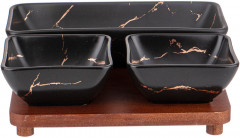 Менажница на деревянной подставке «Золотой мрамор» - Фото 2