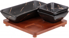 Менажница на деревянной подставке «Золотой мрамор» - Фото 4