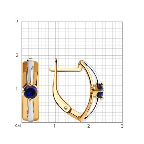 Серьги из золочёного серебра с корундами