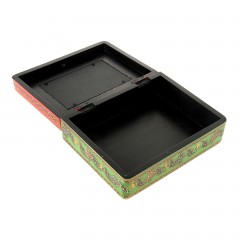 Шкатулка с фоторамкой 10 х 15 см  «Красно-зеленая с узором» - Фото 1