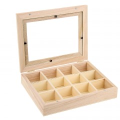 Шкатулка под роспись «Прямоугольная со стеклянной вставкой» 12 отделений - Фото 1