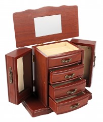 Шкатулка «Шкаф» 4 ящика, 2 двери, резная дверца - Фото 1