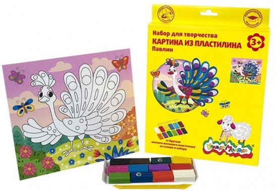 Картина из пластилина «Павлин»