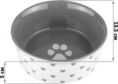 Набор мисок «Лапка на синем и на сером с сердечками» - Фото 1