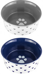 Набор мисок «Лапка на синем и на сером с сердечками» - Фото 2