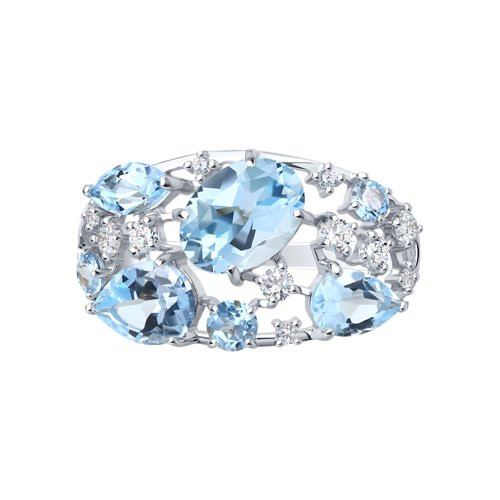 Кольцо из серебра с топазами и фианитами