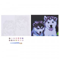 Роспись по холсту «Хаски» по номерам (40×30 см) - Фото 2