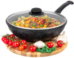 Сковорода-вок с крышкой «Черный мрамор» - Фото 7