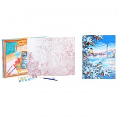 Роспись по холсту «Синицы» по номерам (50×40 см) - Фото 2