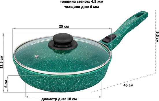 Сковорода со съёмной ручкой и крышкой