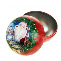 Подарочная банка жестяная-шар «Дед Мороз со Снегурочкой» - Фото 1