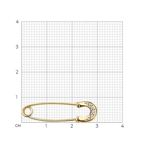Брошь из золоченого серебра с фианитами