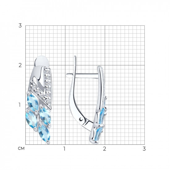Серьги из серебра с топазами и фианитами