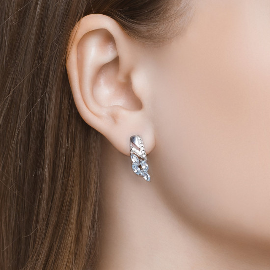 Серьги из серебра с топазами и фианитами