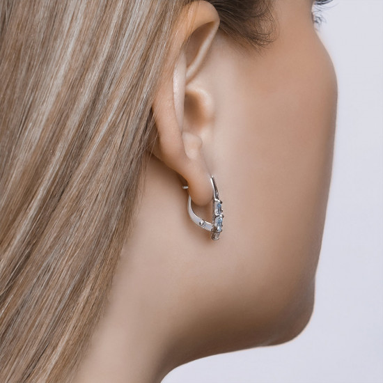 Серьги из серебра с топазами и фианитами