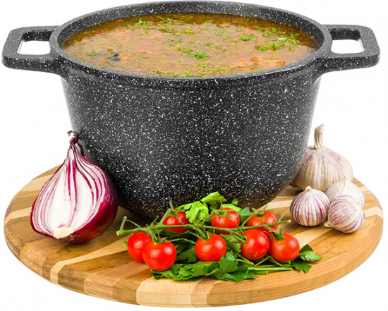 Казан с крышкой «Черный мрамор»