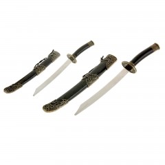 Катаны сувенирные 2 в 1 на подставке, на ножнах узор под бронзу - Фото 1