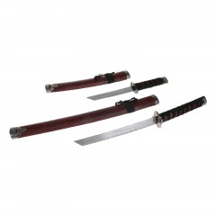 Сувенирное изделие меч катана 2 в 1 бордо под кожу змеи 46 см, 70 см на подставке - Фото 1