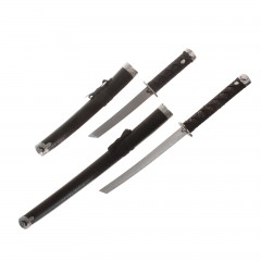 Катаны сувенирные 2 в 1 на подставке, черные ножны, под змею - Фото 1