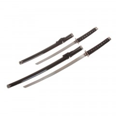 Катаны сувенирные 2 в 1 на подставке, дерево, черные ножны - Фото 1