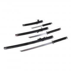 Катаны сувенирные 3 в 1 на подставке, черные ножны, под змею - Фото 1