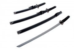 Катаны сувенирные 3 в 1, на подставке, дерево, черные ножны - Фото 1