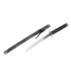 Катана сувенирная на подставке, ткань, серые ножны, узор цветы - Фото 1