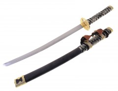 Катана сувенирная на подставке, черные ножны, обмотка, подвес - Фото 1