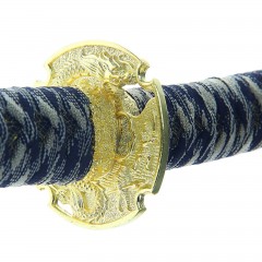 Катана сувенирная, без подставки, дерево, черные ножны, золотые круги, золотистые обмотка и подвес - Фото 2