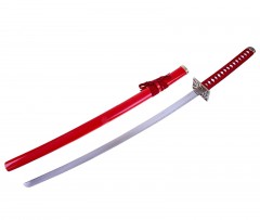 Катана сувенирная на подставке, красные ножны, белые ромбы - Фото 1