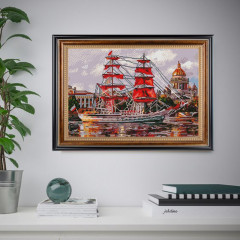 Мозаика алмазная на подрамнике «Санкт-Петербург. Нева. Алые паруса» - Фото 6