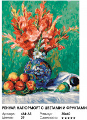 Картина по номерам «Ренуар. Натюрморт с цветами и фруктами» - Фото 1