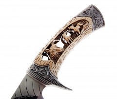 Сувенирное изделие «Нож индейца» с волками, на подставке - Фото 2