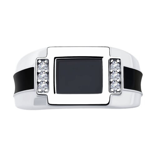 Кольцо из серебра с эмалью и и фианитами