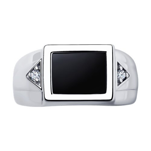 Кольцо из серебра с ониксом и фианитами