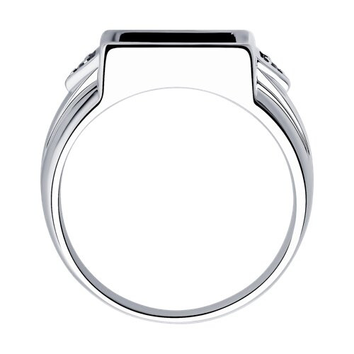 Кольцо из серебра с ониксом и фианитами