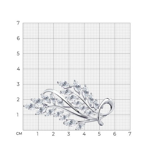 Брошь из серебра с фианитами