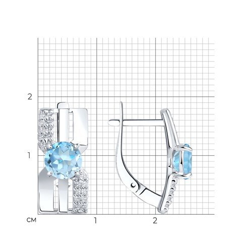 Серьги из серебра с топазами и фианитами