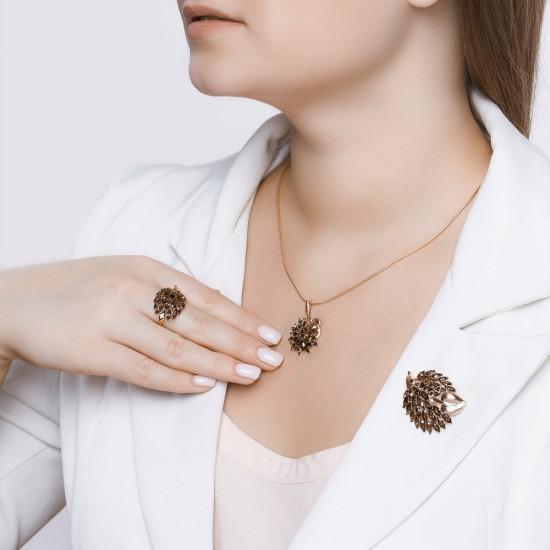 Кольцо из золоченого серебра с раухтопазом