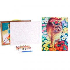 Роспись по холсту «Кот в цветах» по номерам (40 х 30 см) - Фото 2