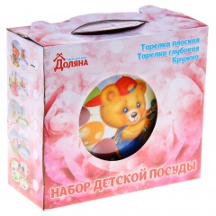 Набор детской посуды «Мишка на велосипеде», 3 предмета - Фото 1
