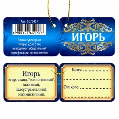 Ложка сувенирная «Игорь» - Фото 4