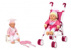 Мягкий пупс (37 см) со складной коляской - Фото 1