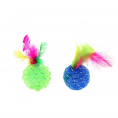 Шар-погремушка Праздничный с перьями, 4,5 см, цвет в ассортименте - Фото 1