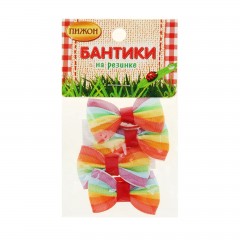 Бантик радужный на латексной резинке, 4 х 2,5 см, набор 4 шт - Фото 1