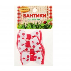 Бантик двуслойный бело-розовый на латексной резинке, 4,3 х 2,5 см, набор 4 шт - Фото 1